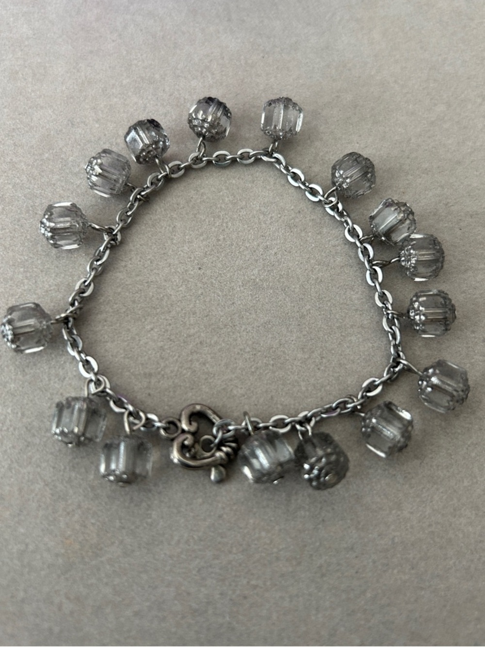 Silver-Tone Clear Bead Charm Bracelet